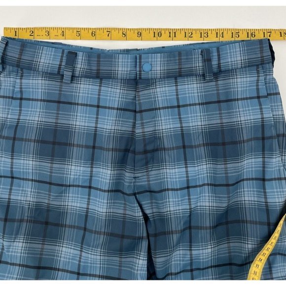 Nike Golf Mens Shorts Size 34 Dri Fit Mid Rise Blue Plaid Flat Front Casual - Picture 5 of 8